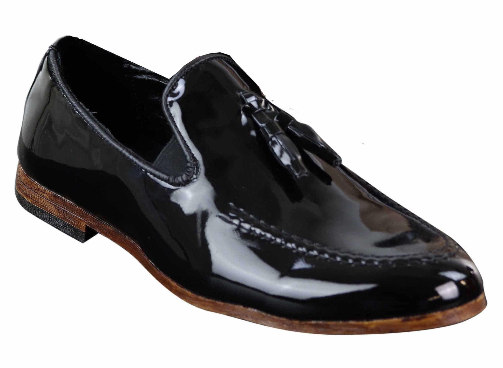 Mens Patent Black Tassel Shoes