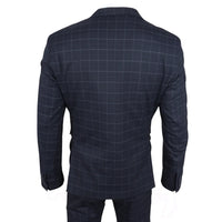 IM3 Men's Navy Checked Tailored Fit 3-Piece Suit