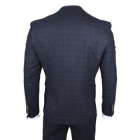 Ryan Men's Navy 3-Piece Tweed Slim Fit Suit