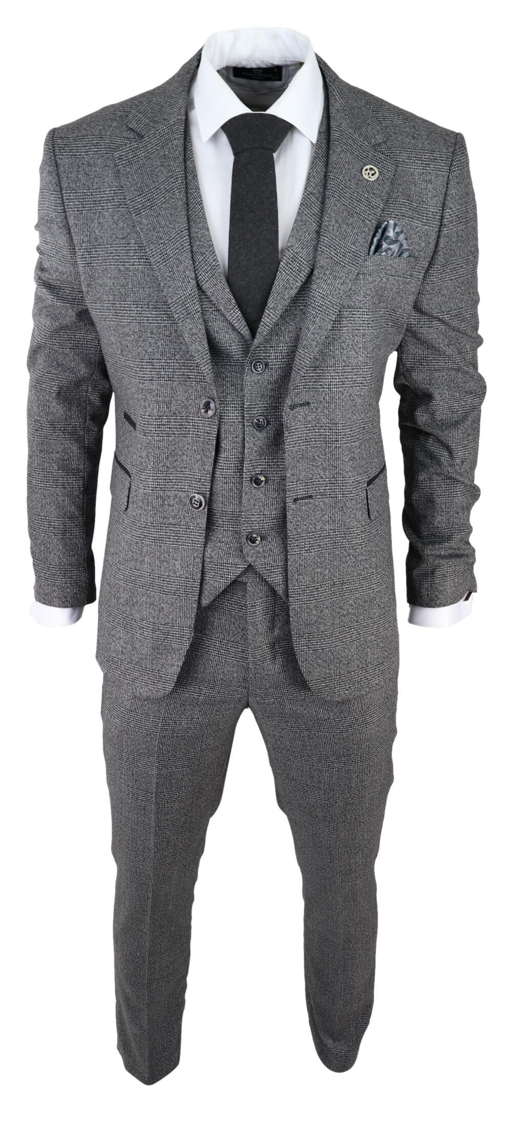 Men's Grey Glen Check 3 Piece Suit