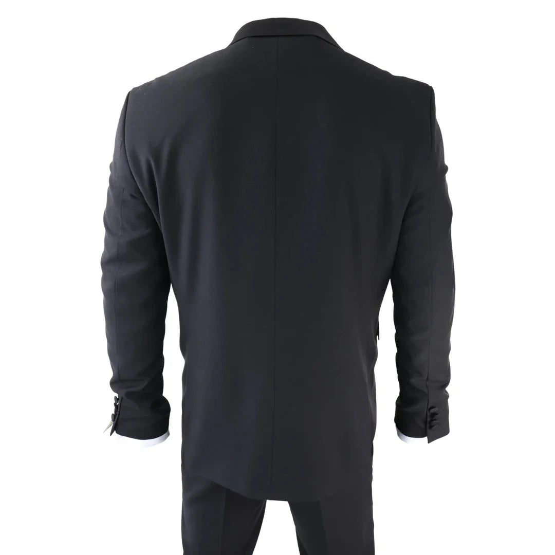 AK-22 - Men's Double Breasted Black Tuxedo Dinner Wedding Suit