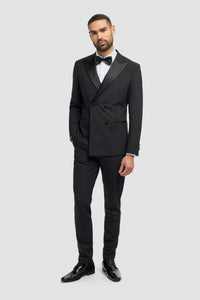 Aspen - Men's Black 2 Piece Double Breasted Tuxedo Suit
