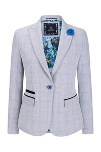 Womens Light Blue Tweed Blazer