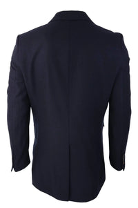 Cavani Mens Classic 3/4 Length Navy Overcoat