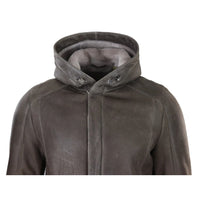 Men's 3/4 Brown Soft Sheepskin Hood Jacket 3/4 Coat Classic Warm Winter