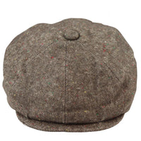 8 Panel Baker Boy Cap Shelby Hat Wool Tweed Classic Brown Razor