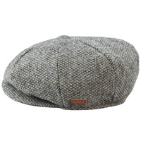 8 Panel Baker Boy Cap Shelby Hat Wool Tweed Classic Light Grey Razor