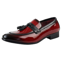 Men's Patent Tassel Slip On Red Loafers