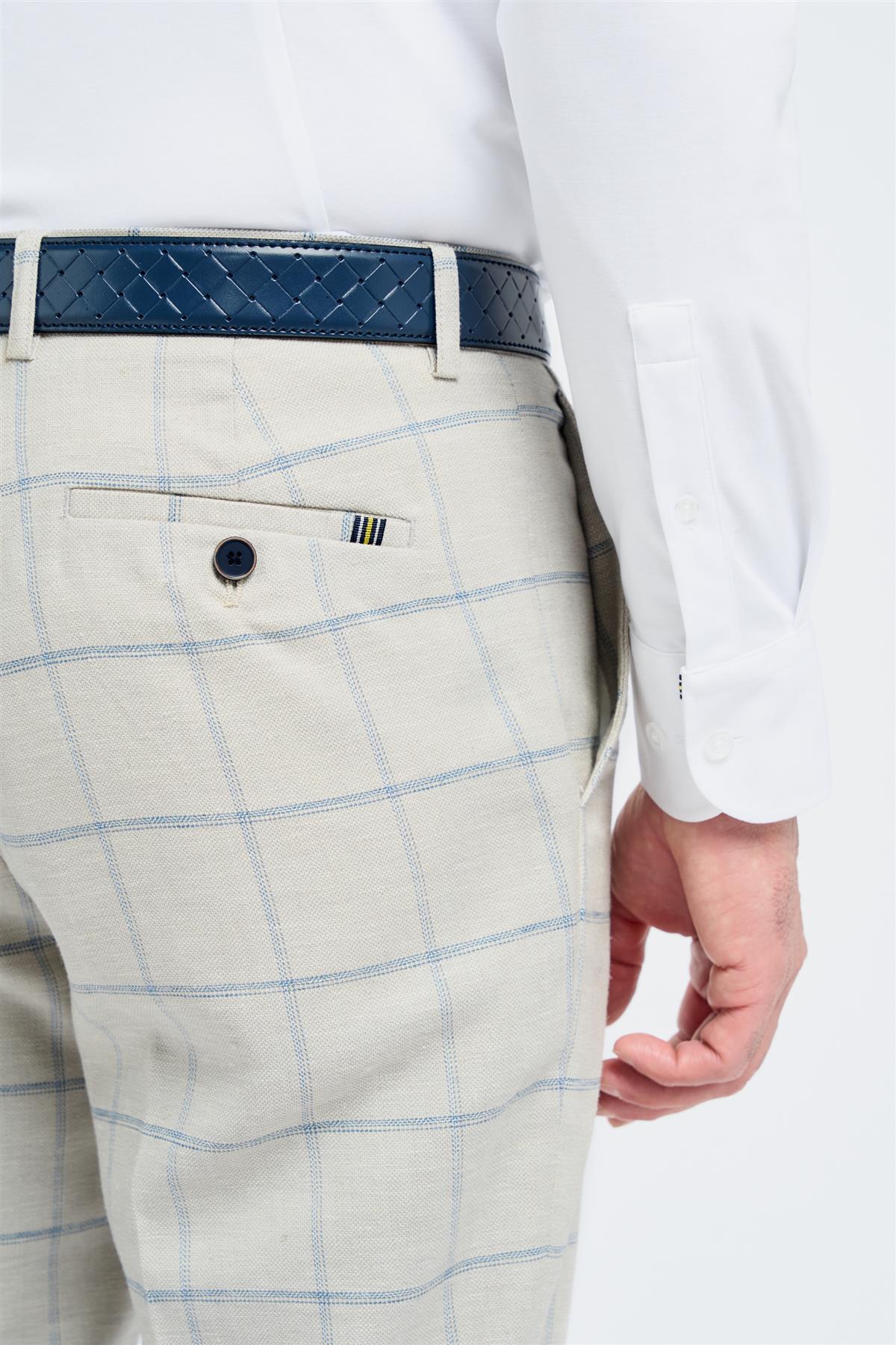 Gabriel - Men's Grey 2 Piece Linen Checked Suit