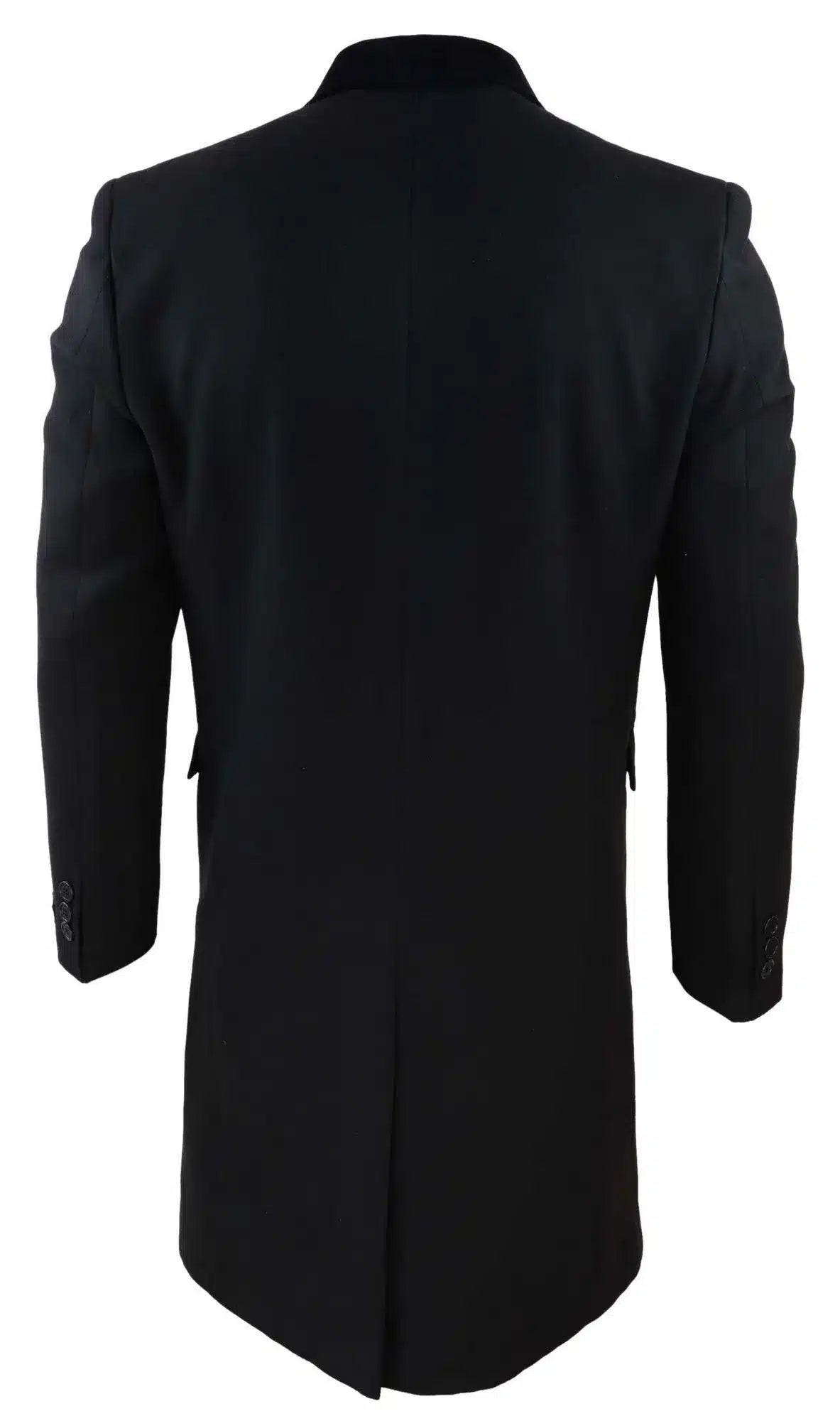 Mens 3/4 Long Double Breasted Black Overcoat