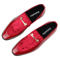 Men's Moccasin Loafers Shoes Leather Red Lined Slip On Velvet Smart Formal Shoe
