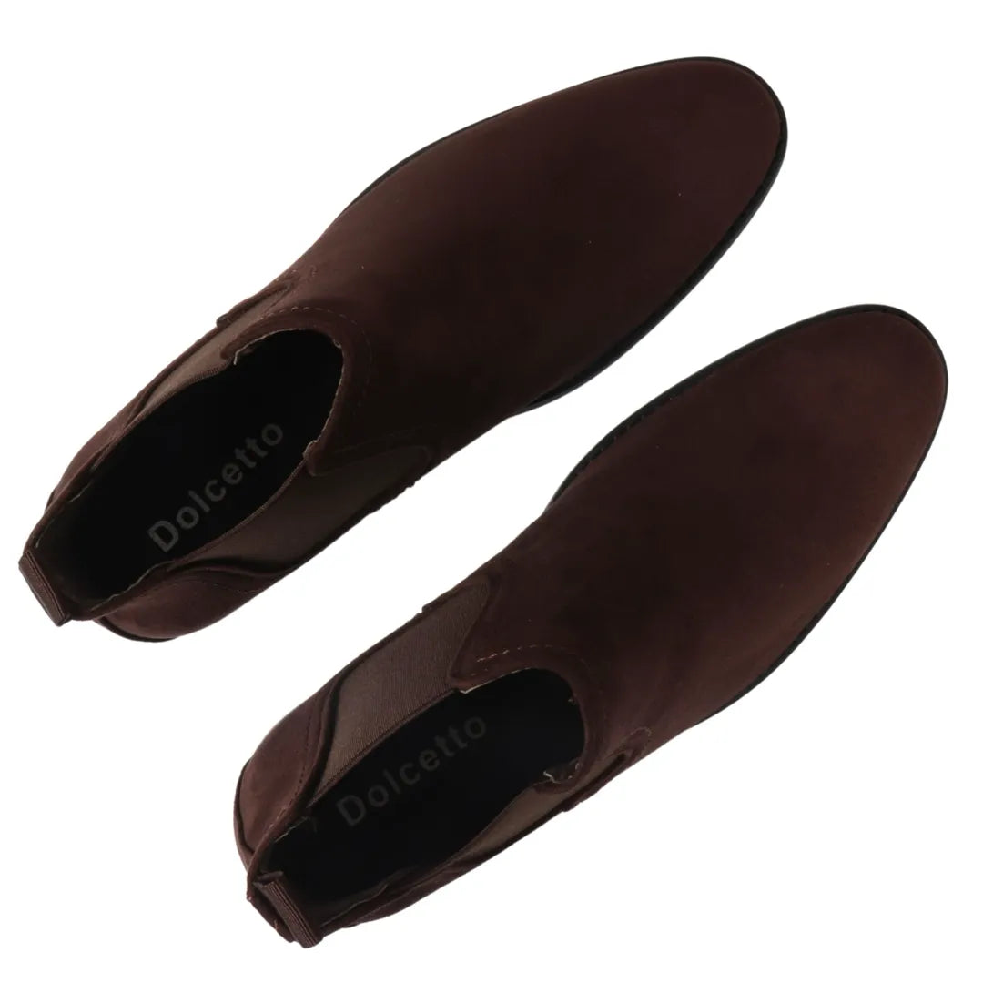 Men's Slip On Brown Suede Leather Lined Chelsea Boots