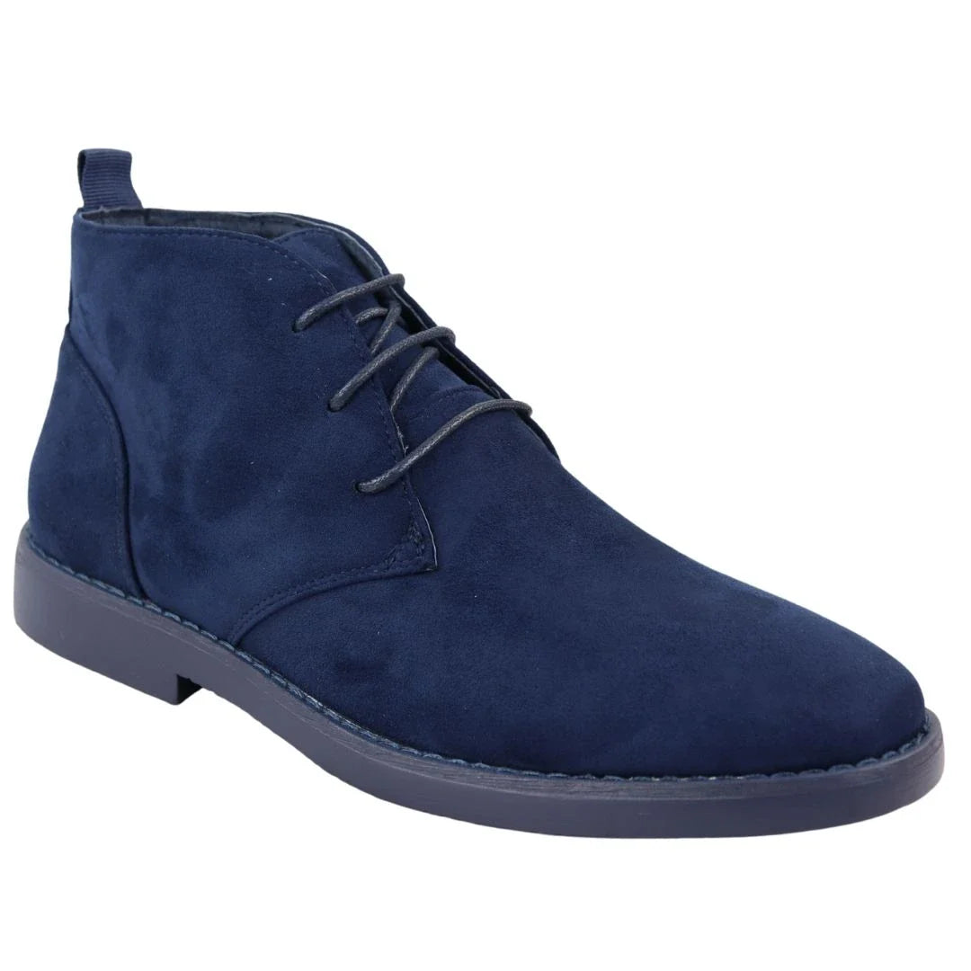 Mens's Chukka Desert Lace Up Navy Ankle Boots