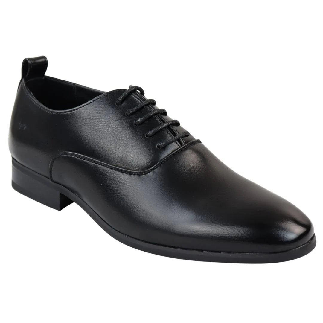 Men's Lace Up Black Derby Oxford Shoes
