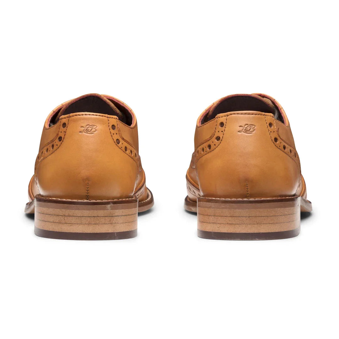 Mens Laced Brogues Shoes Classic Tailoring Tan Brown Vintage Formal Smart