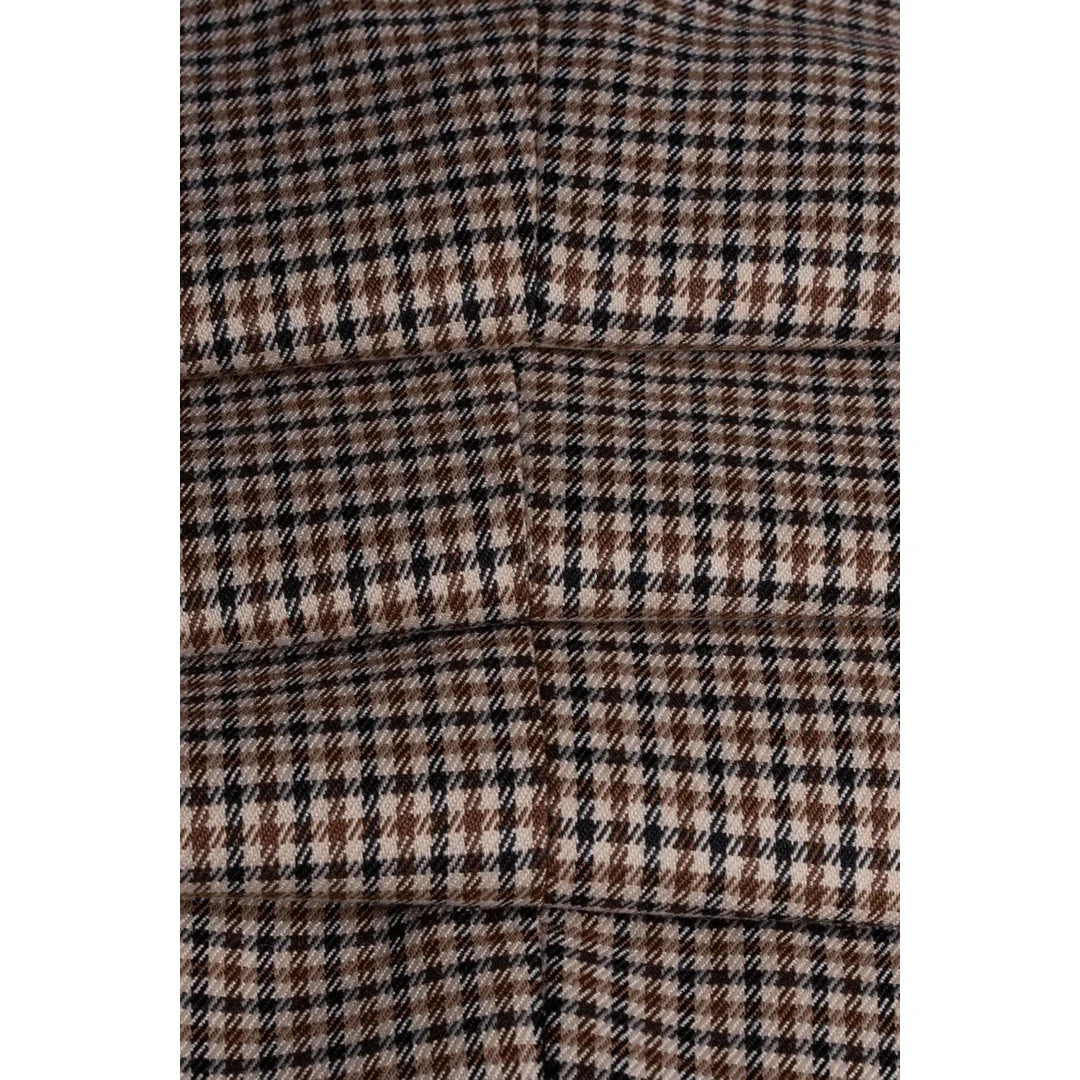 Elwood - Men's Beige Check Houndstooth Waistcoat