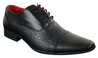 Mens Black Shiny Patent PU Leather Shoes