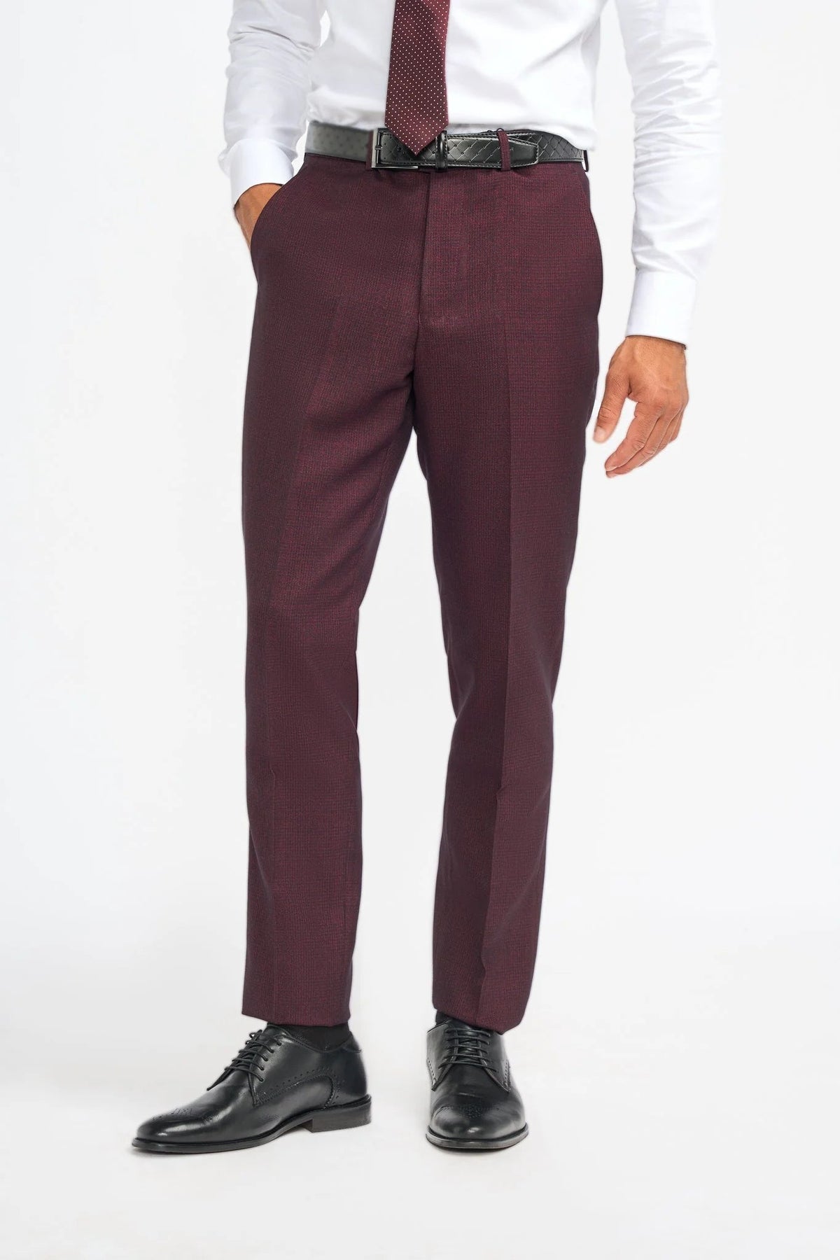 Caridi - Pantaloni bărbătești în carouri, vișiniu