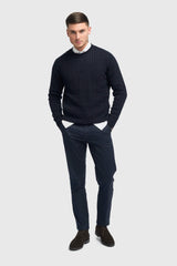 Mario - Pantaloni clasici de vară bleumarin pentru bărbați