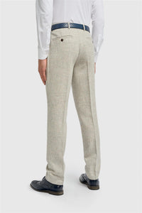 Thomas - Pantaloni bărbătești gri din amestec de lână cu model herringbone din tweed