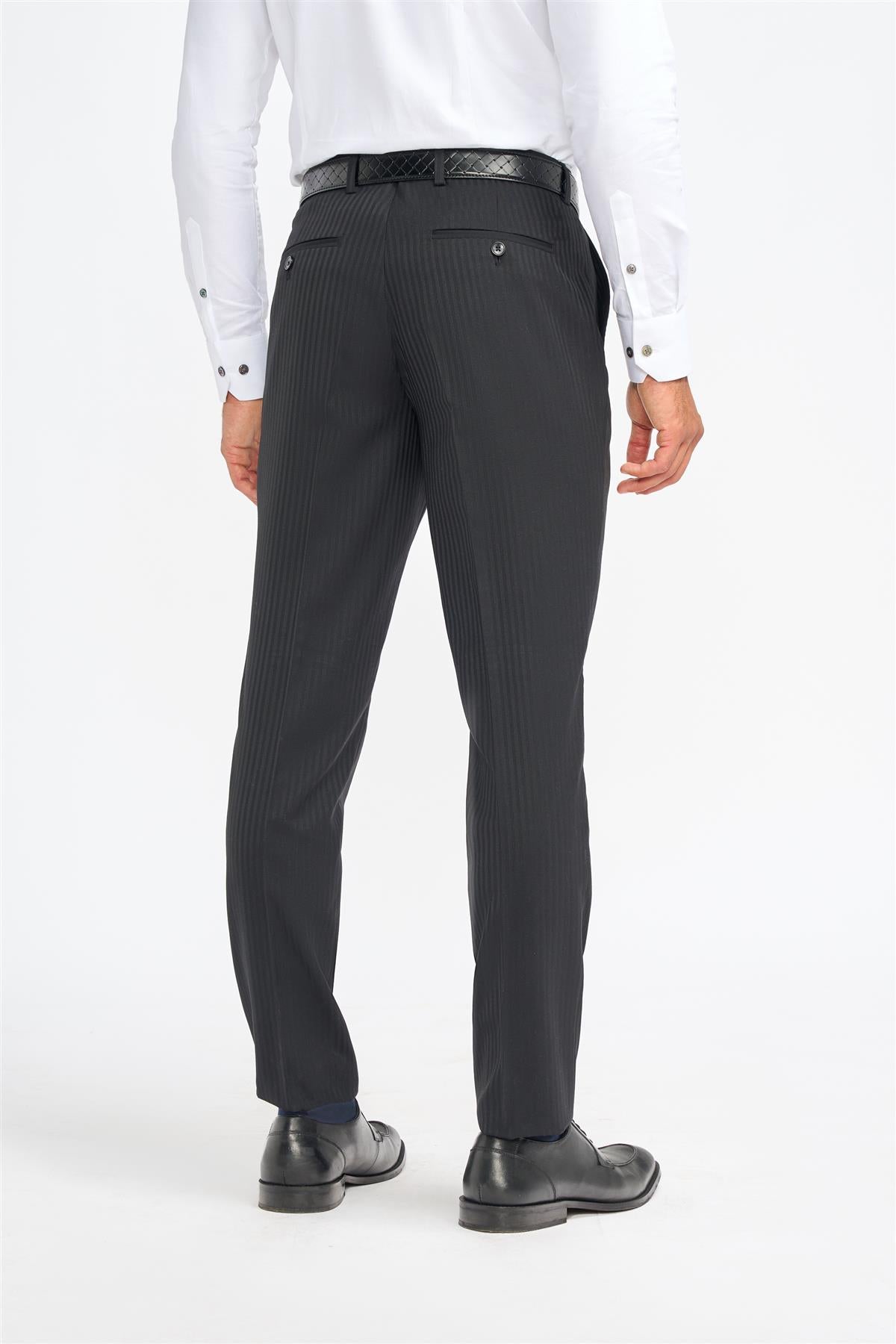 Roberto - Pantaloni eleganti bărbătești cu dungi negre