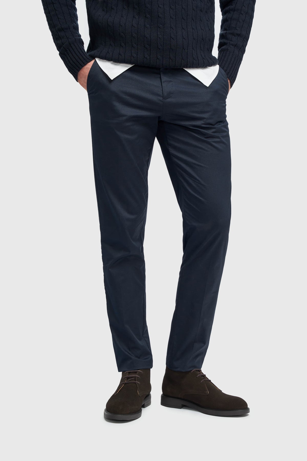 Mario - Pantaloni clasici de vară bleumarin pentru bărbați
