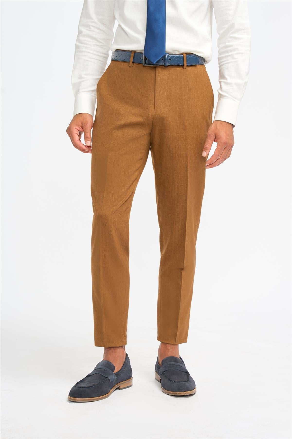 James - Pantaloni formali bărbătești maro-cămil