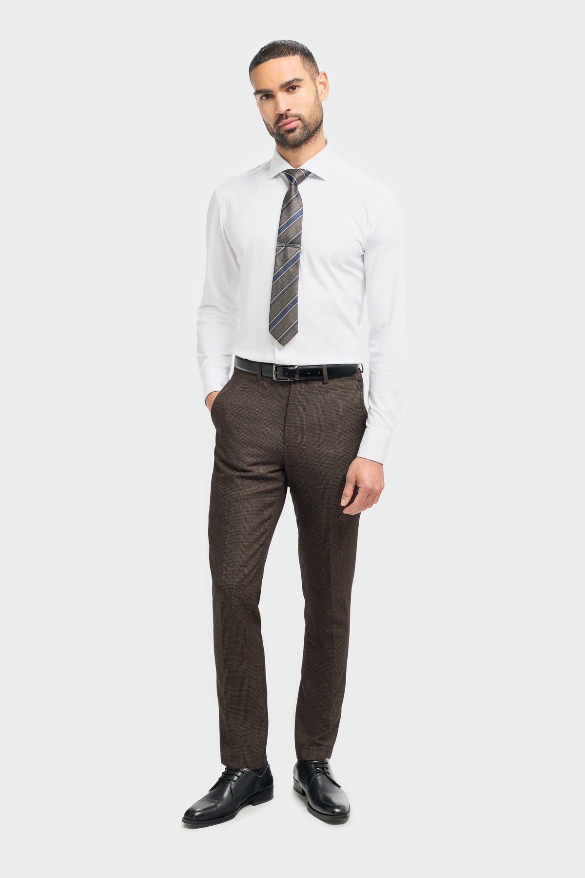 Pantaloni bărbătești din tweed maro Caridi