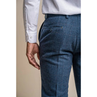 Pantaloni bărbătești din tweed cu carouri albastre - Cavani Carnegi