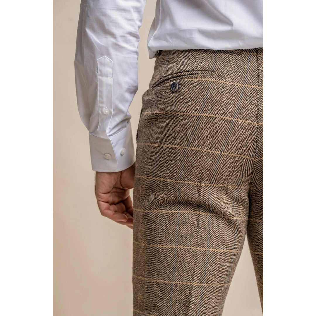 Albert - Pantaloni bărbătești din tweed maro-cenușiu
