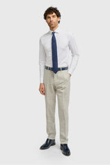 Thomas - Pantaloni bărbătești gri din amestec de lână cu model herringbone din tweed