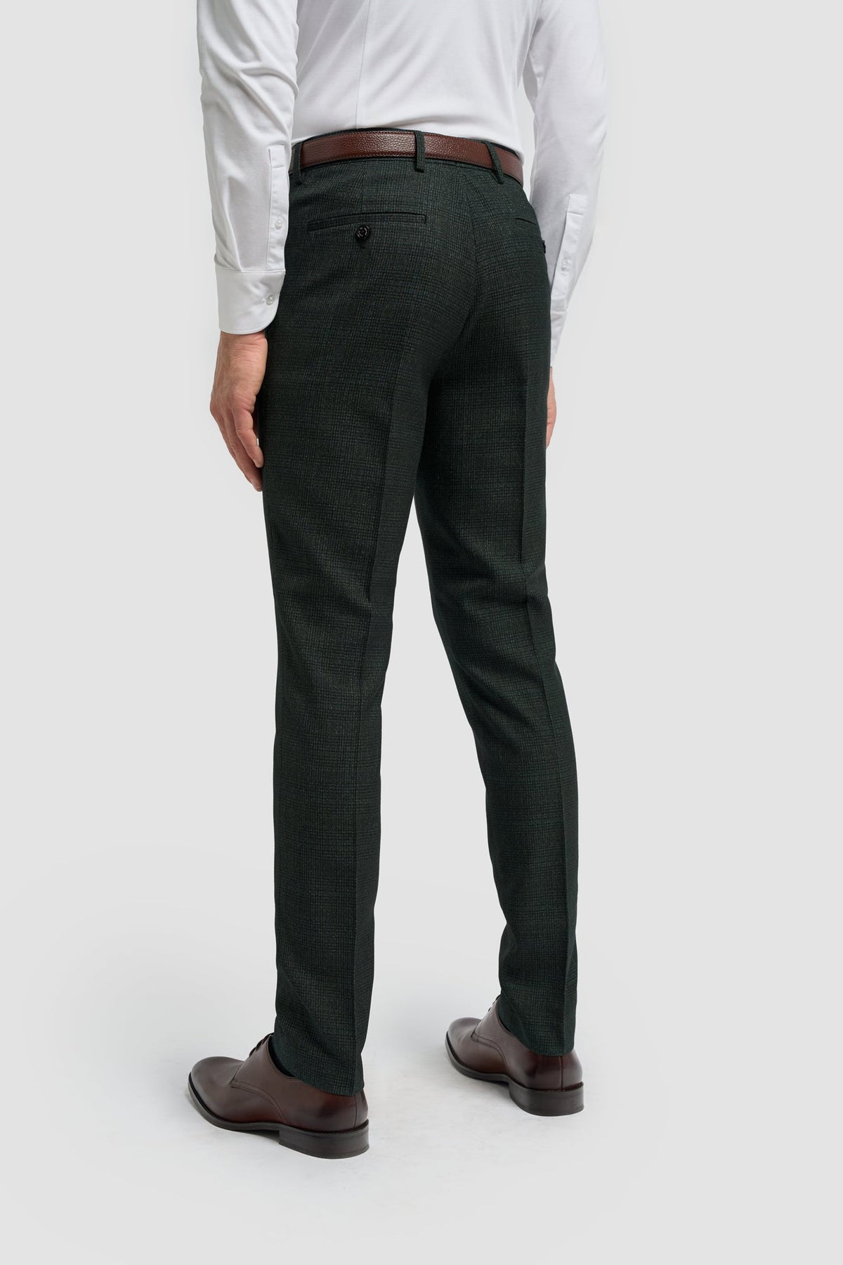 Pantaloni bărbătești din tweed verde măsliniu Caridi