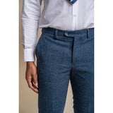 Pantaloni bărbătești din tweed cu carouri albastre - Cavani Carnegi