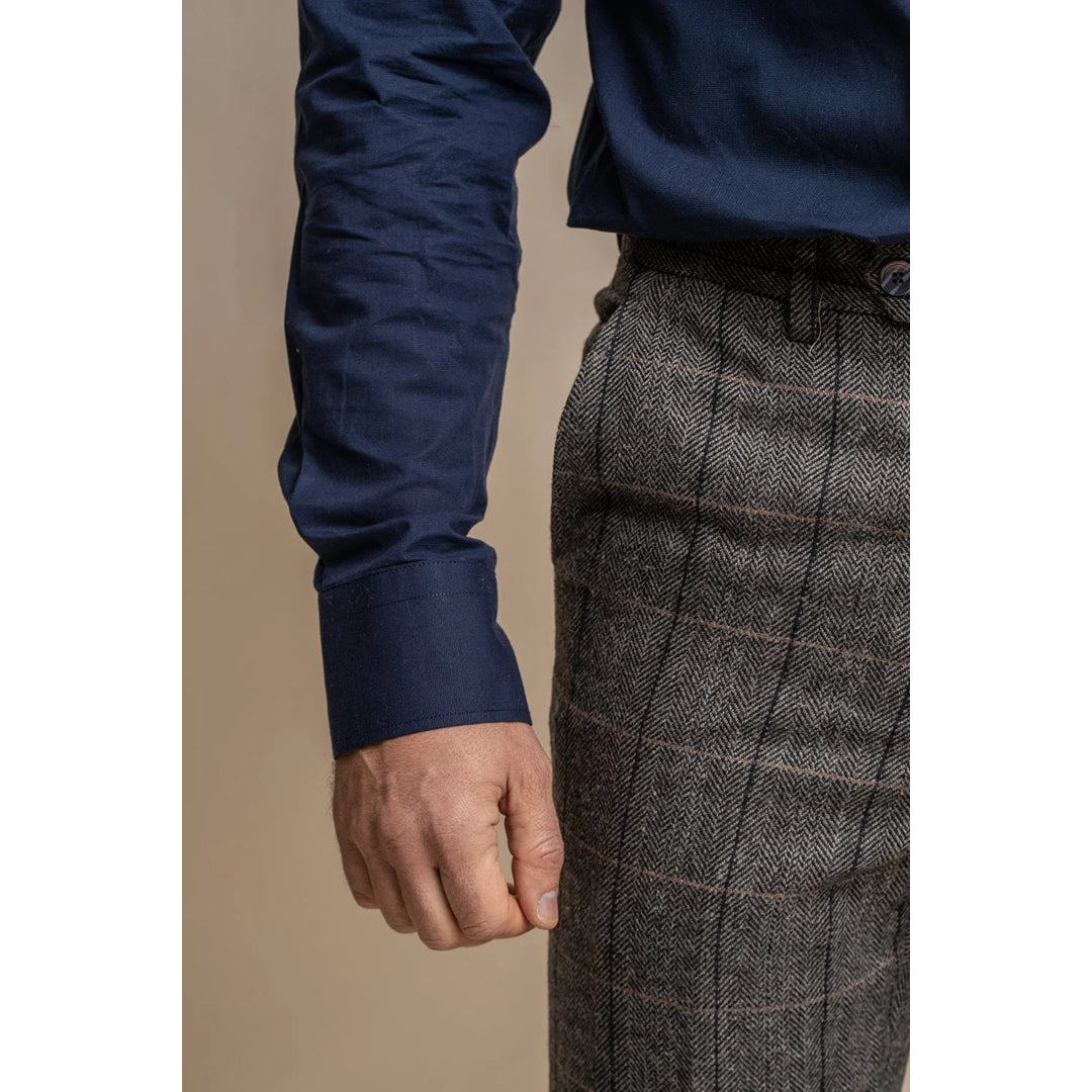 Albert - Pantaloni bărbătești gri din tweed