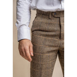 Albert - Pantaloni bărbătești din tweed maro-cenușiu