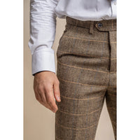 Albert - Pantaloni bărbătești din tweed maro-cenușiu
