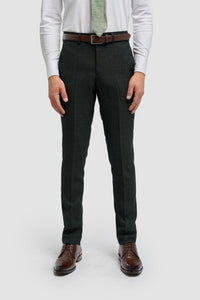 Pantaloni bărbătești din tweed verde măsliniu Caridi