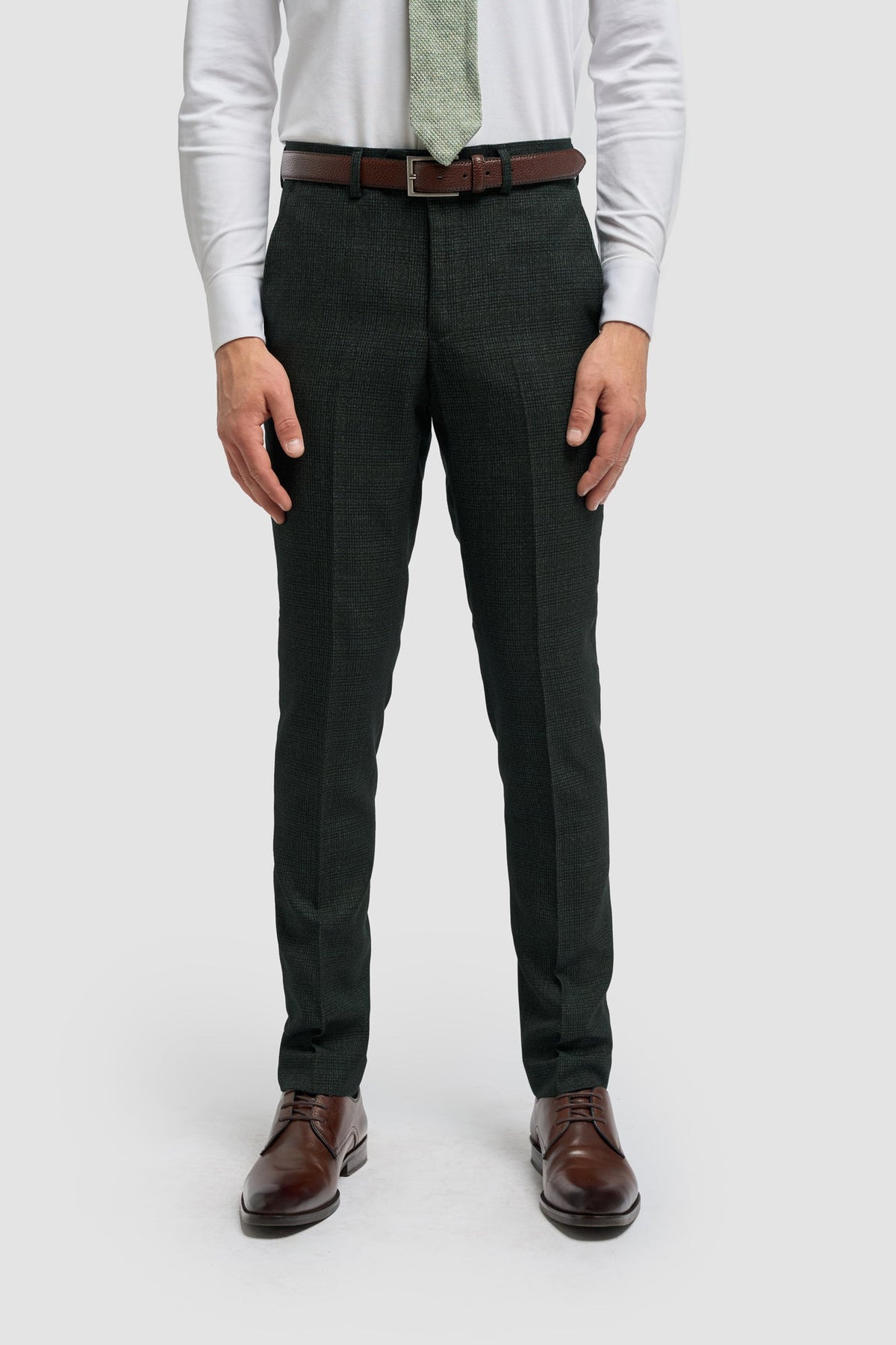 Pantaloni bărbătești din tweed verde măsliniu Caridi