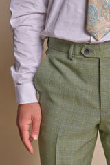 Caridi - Pantaloni bărbătești în carouri verde salvie