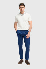 Mario - Pantaloni eleganți albaștri de vară pentru bărbați