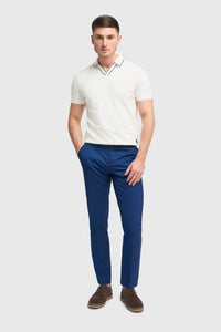 Mario - Pantaloni eleganți albaștri de vară pentru bărbați