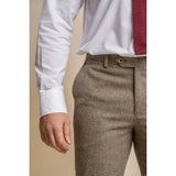 Gaston - Pantaloni bărbătești în carouri măslinii cu imprimeu tweed