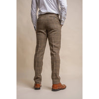 Albert - Pantaloni bărbătești din tweed maro-cenușiu