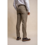Gaston - Pantaloni bărbătești în carouri măslinii cu imprimeu tweed