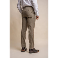 Gaston - Pantaloni bărbătești în carouri măslinii cu imprimeu tweed