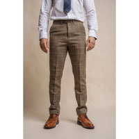 Albert - Pantaloni bărbătești din tweed maro-cenușiu