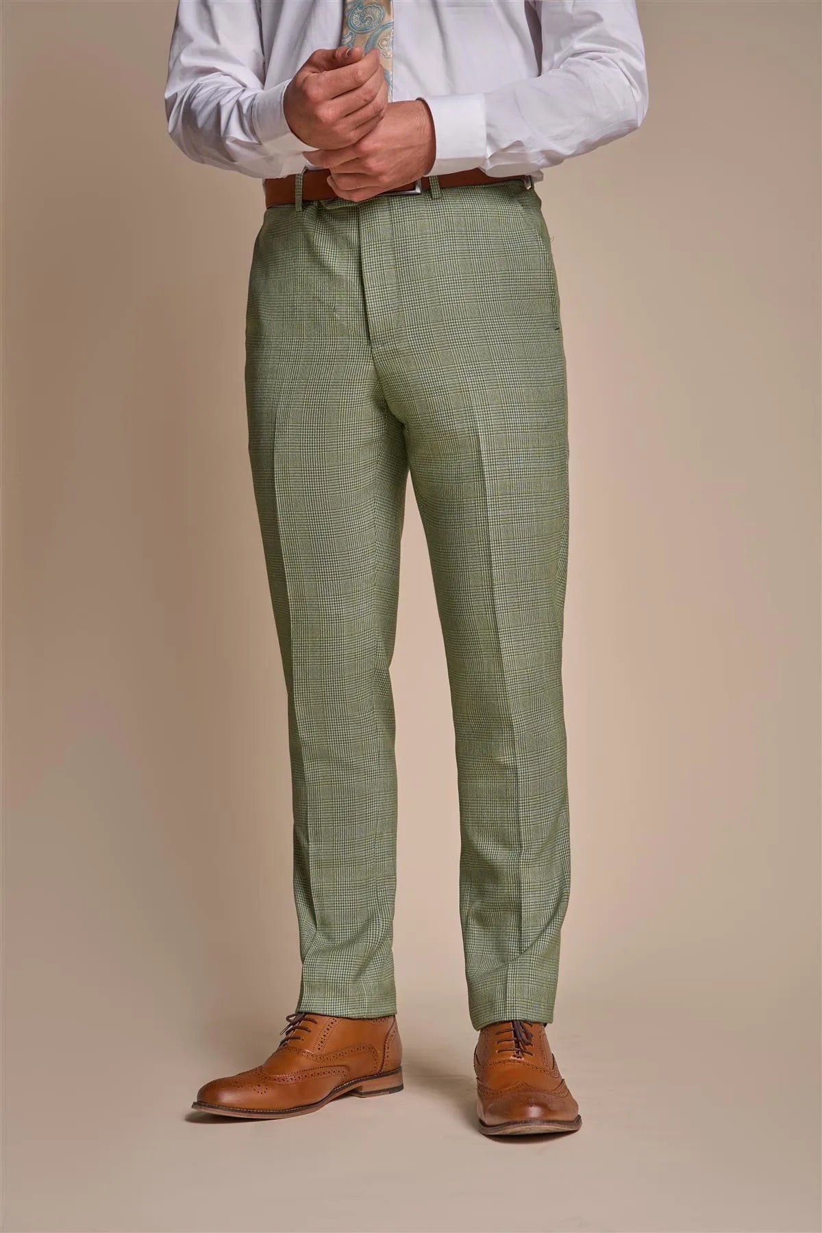 Caridi - Pantaloni bărbătești în carouri verde salvie