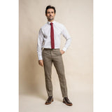 Gaston - Pantaloni bărbătești în carouri măslinii cu imprimeu tweed
