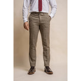 Gaston - Pantaloni bărbătești în carouri măslinii cu imprimeu tweed