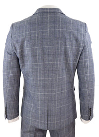 Harry Brown - Men's Grey-Blue Prince of Whales 3 Piece Suit
